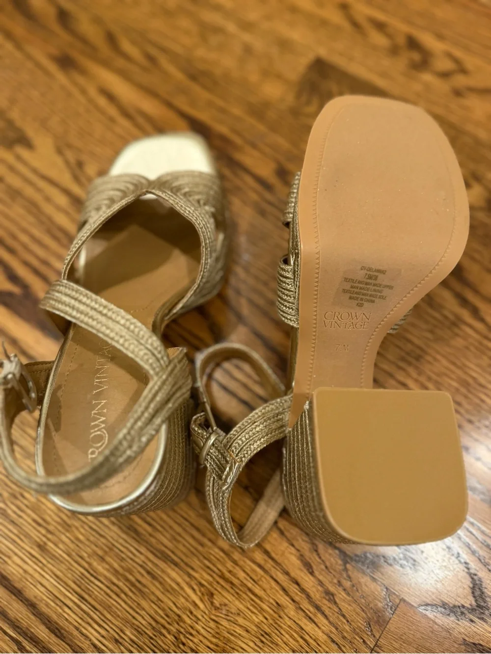 Crown Metallic Gold Platform Sandals with Block Heel